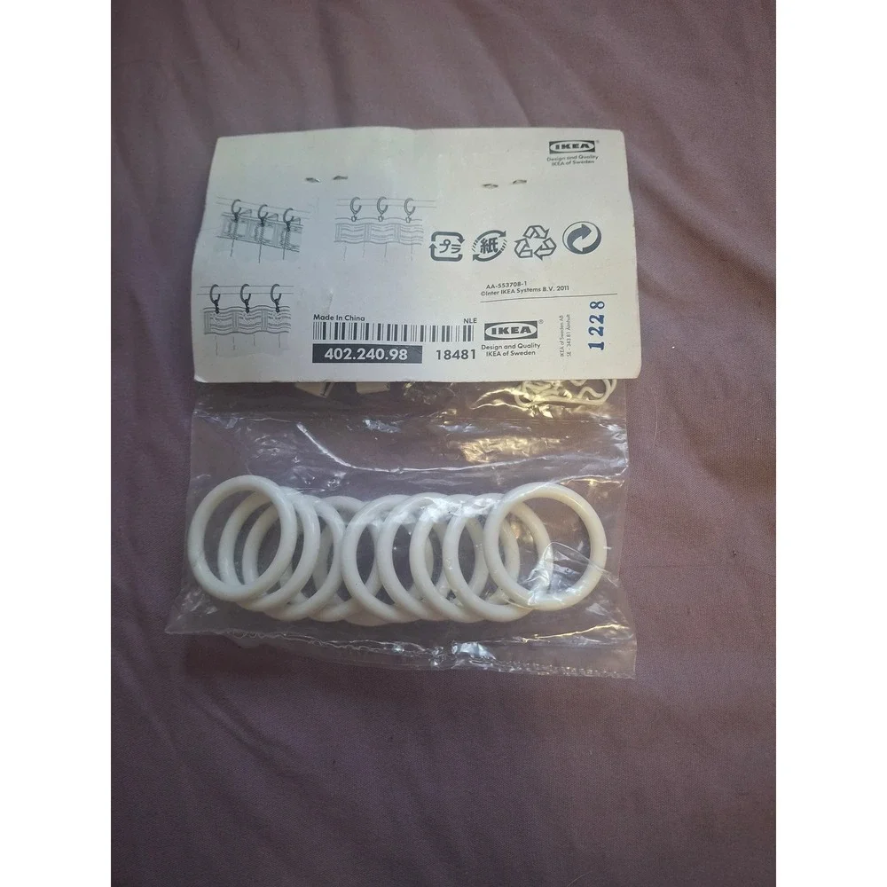 IKEA Syrlig Curtain Rings with Clips and Hooks White 10 Pack 402.240.98 NEW